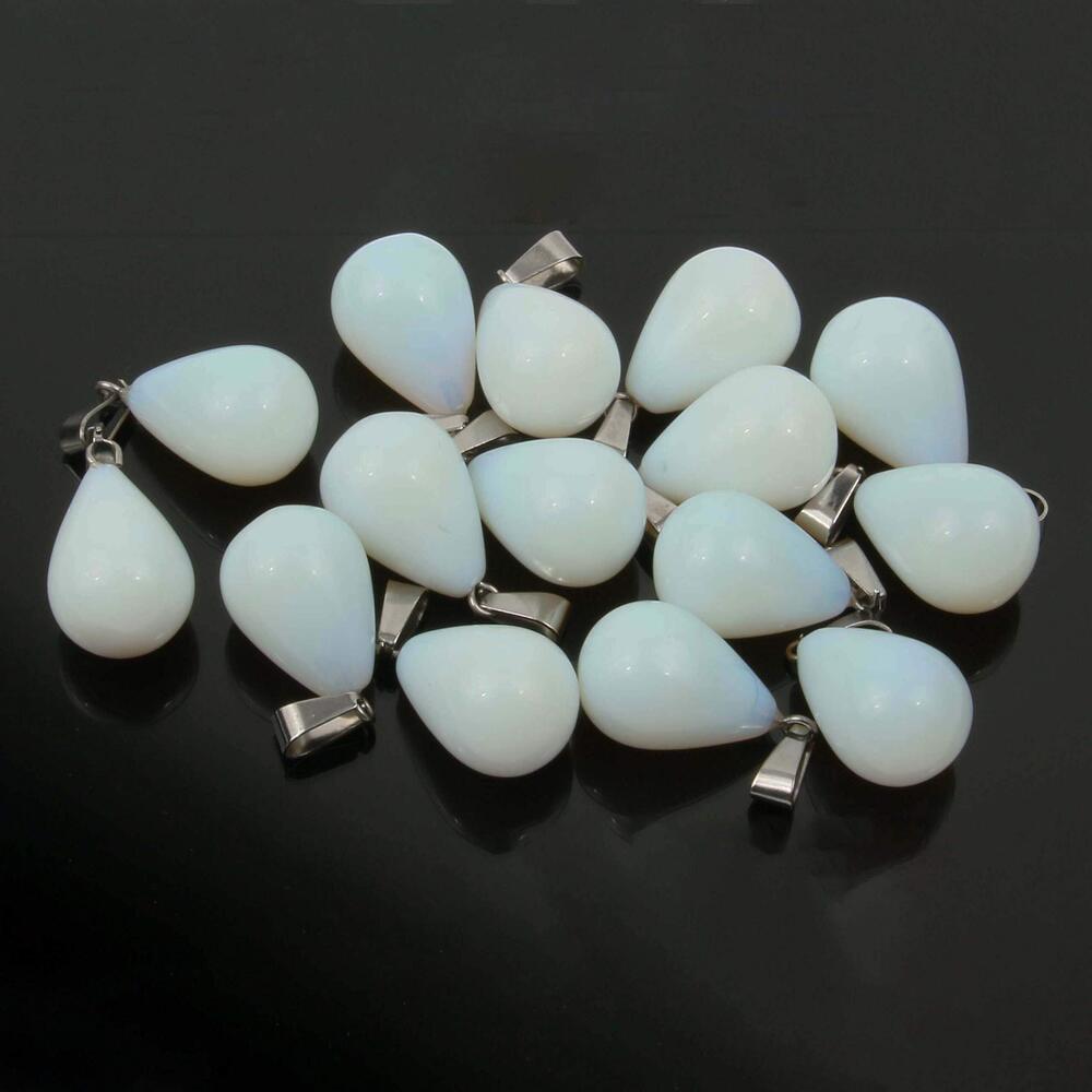 9956 20 Pcs natural stone pendants round waterdrop shape healing opal stone